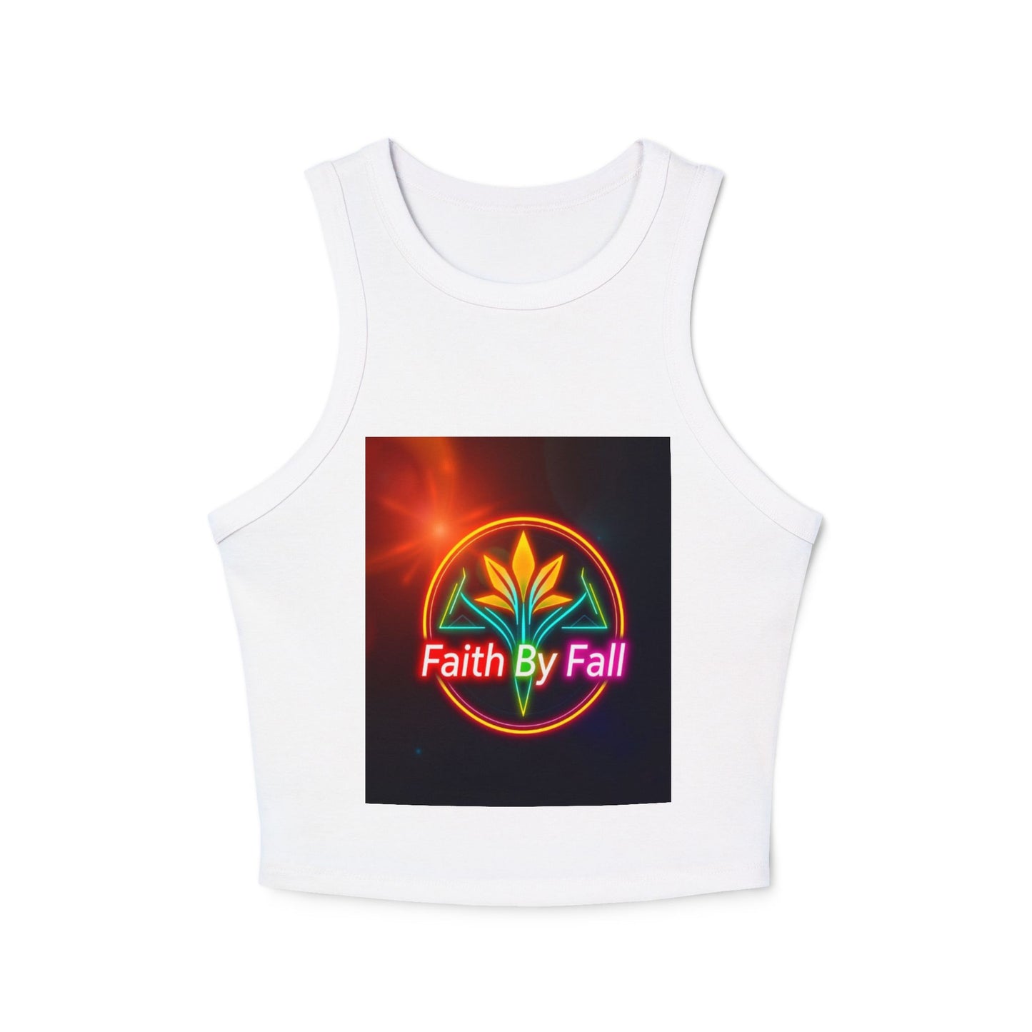 Women's Faith By Fall Racer Tank Top | Crop Top for Summer, Casual Wear, Festival Fashion, Gift for Her, Inspirational Apparel