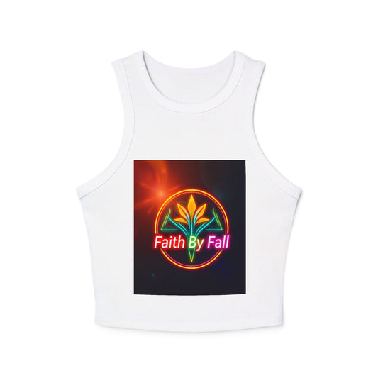 Women's Faith By Fall Racer Tank Top | Crop Top for Summer, Casual Wear, Festival Fashion, Gift for Her, Inspirational Apparel