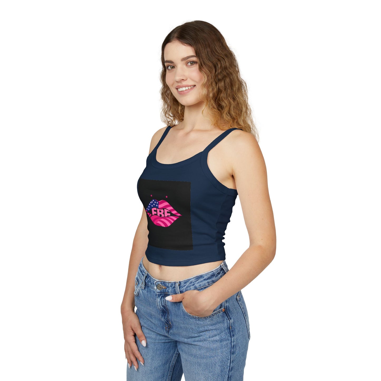 Women's Spaghetti Strap Tank Top - USA Pride Design, Summer Outfit, Festival Wear, Fourth of July Essential, Casual Top, Trendy Apparel