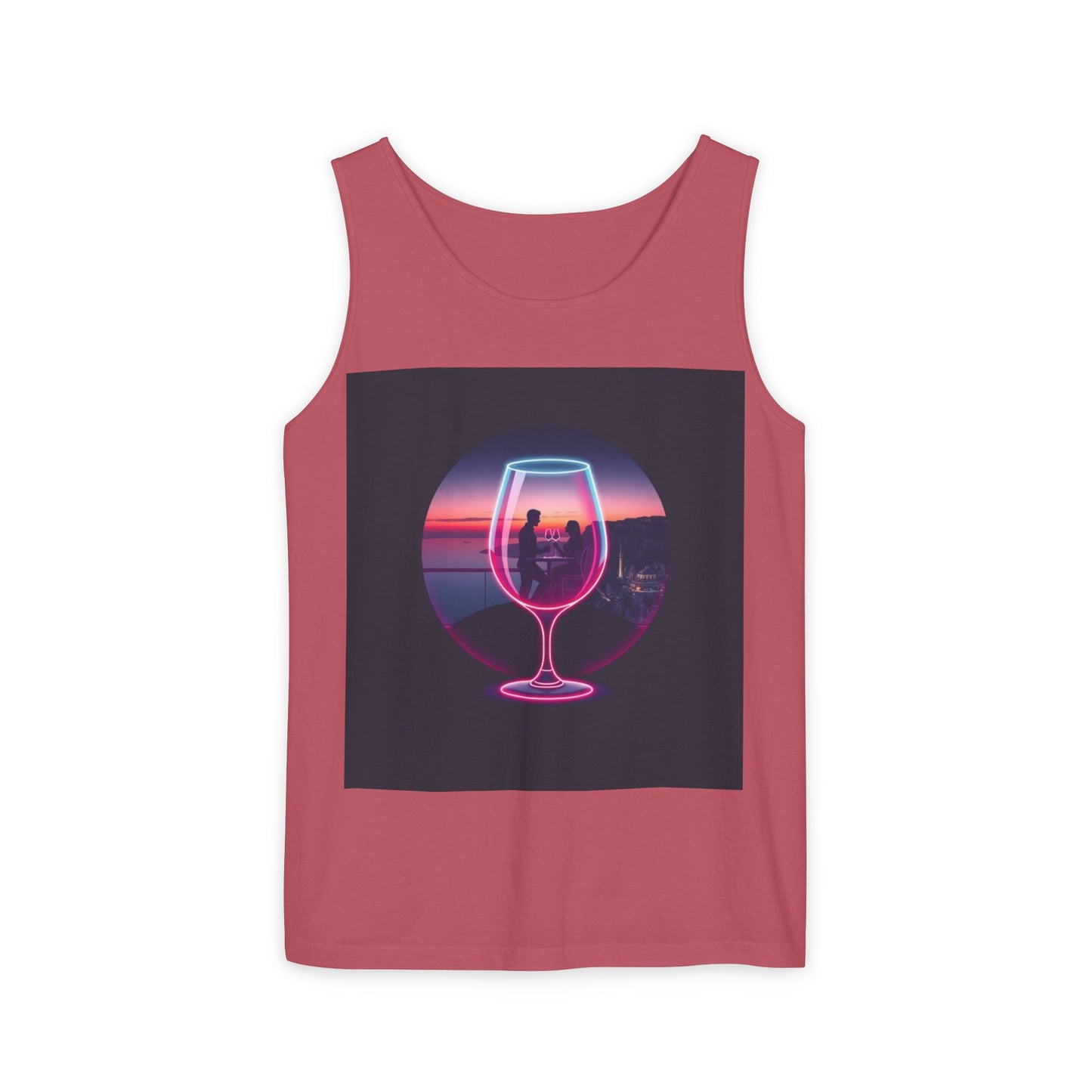 Sunset Vibes Tank Top, Casual Summer Wear, Beach Apparel, Wine Lover Gift, Travel Fashion