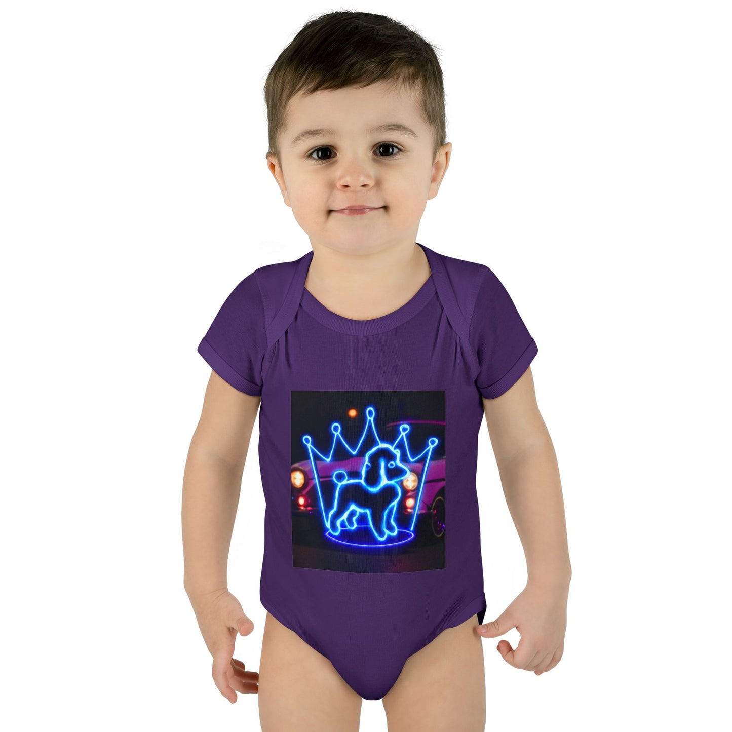 Neon Dog Crown Baby Bodysuit, Cute Infant Outfit, Baby Shower Gift, Newborn Clothes, Pet Lover Apparel, Birthday Gift for Baby