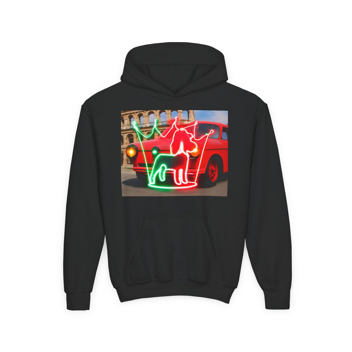 Youth Hooded Sweatshirt with Neon Pet Design, Cozy Pullover, Perfect for Dog Lovers, Birthday Gift, Fun Casual Wear, Gift for Kids, [...]