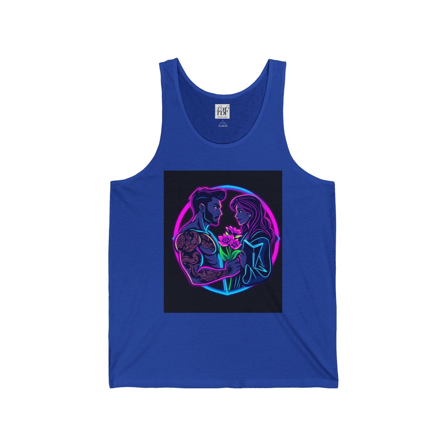 Couples Embrace Jersey Tank - Romantic Floral Design