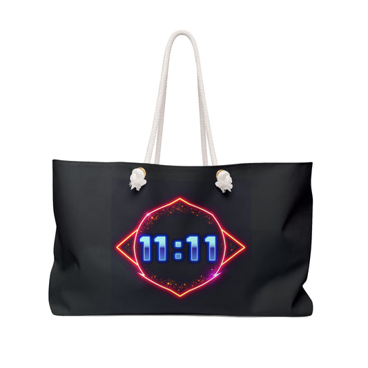 Neon 11:11 Divine Timing Weekender Bag | Perfect for Travel, Yoga, Fitness, Gifts