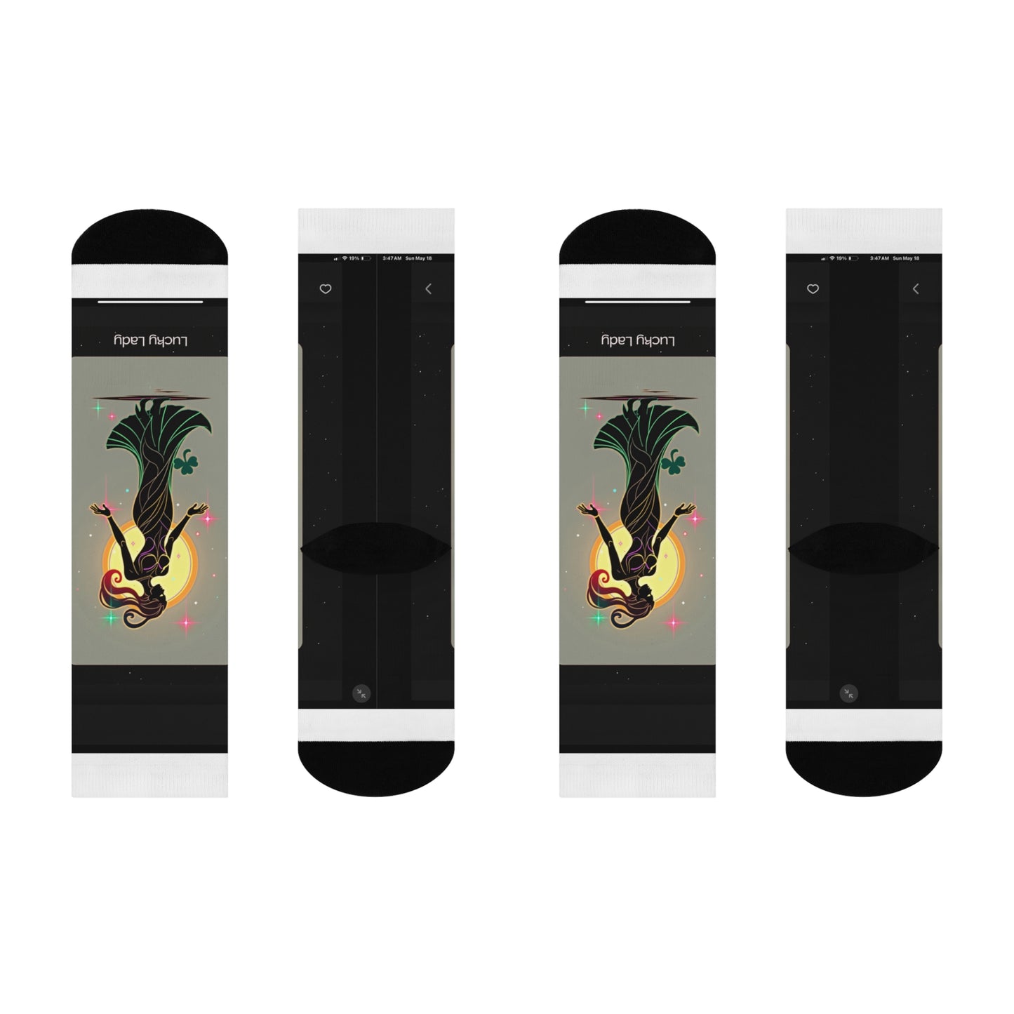 Lucky Lady Cushioned Crew Socks | Cozy Fashion Socks for Women, St. Patrick's Day Gift, Trendy Footwear, Statement Accessories