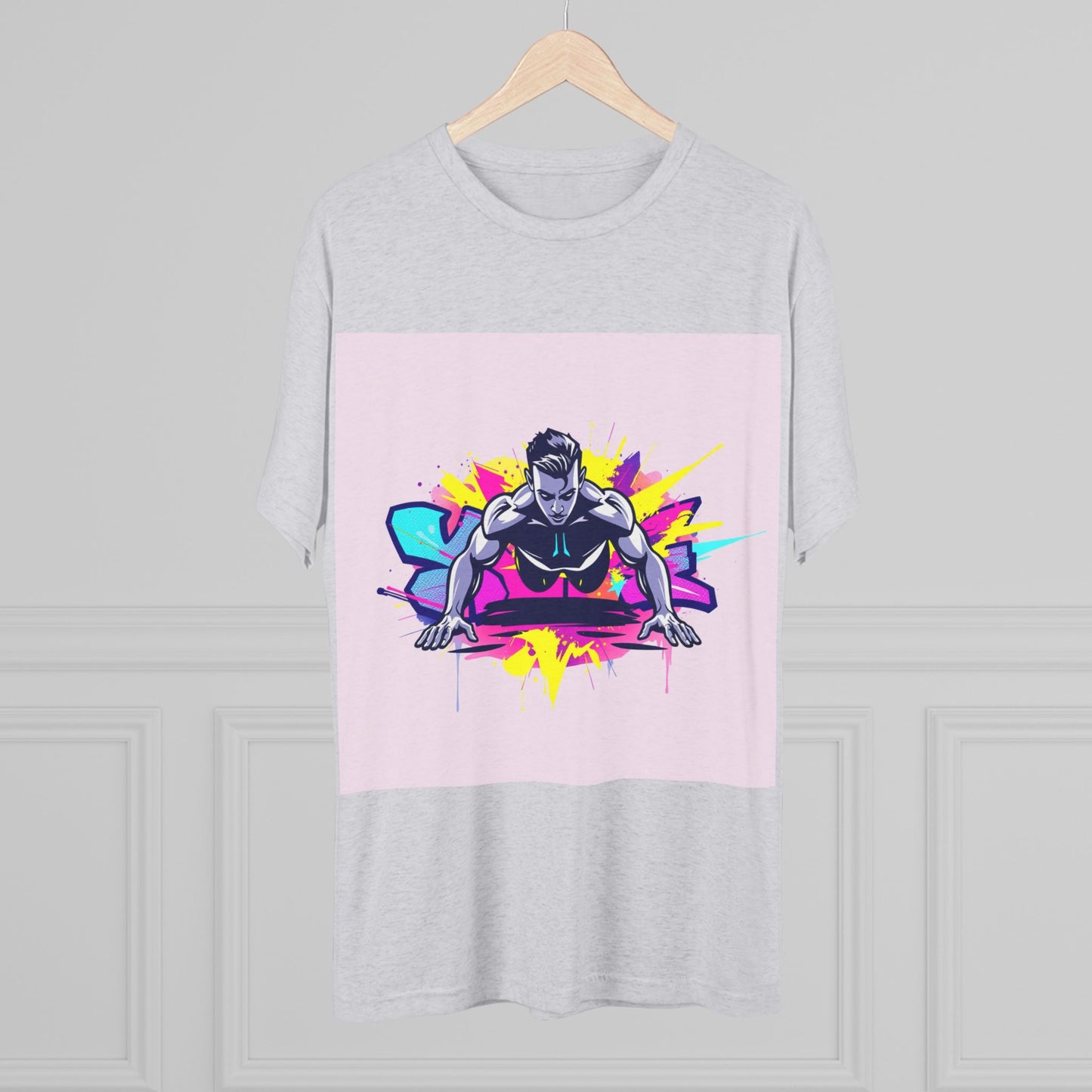 Fitness Motivation Tri-Blend Crew Tee - Vibrant Push-Up Design