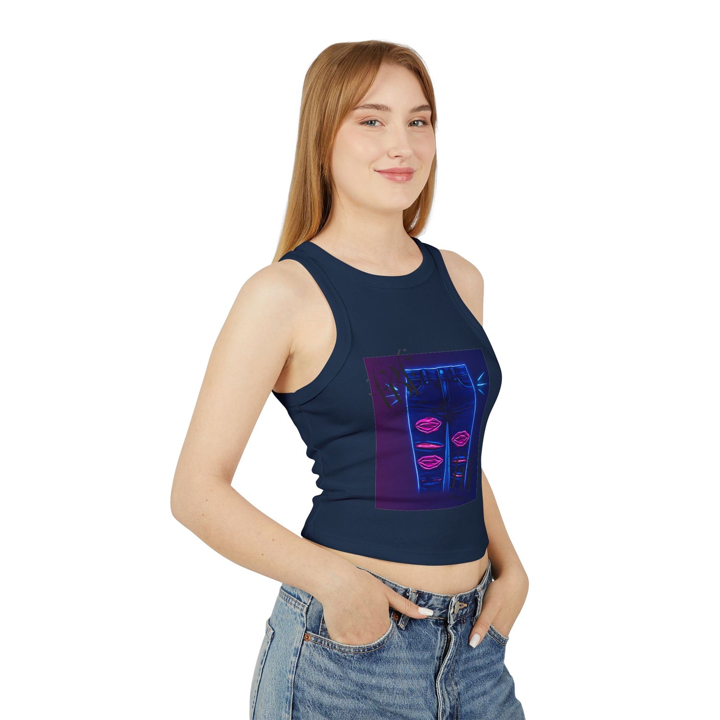 Chic Graphic Racer Tank Top, Casual Wear, Summer Essential, Trendy Apparel, Street Style, Festival Outfit