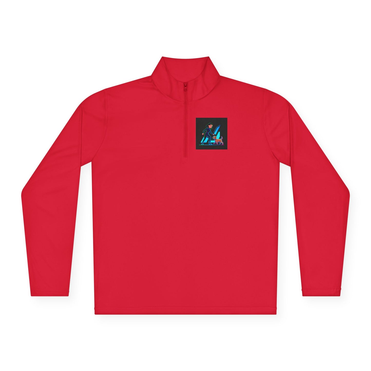 GiGi Logo Quarter-Zip Pullover — Neon Retro Dog Walker Design
