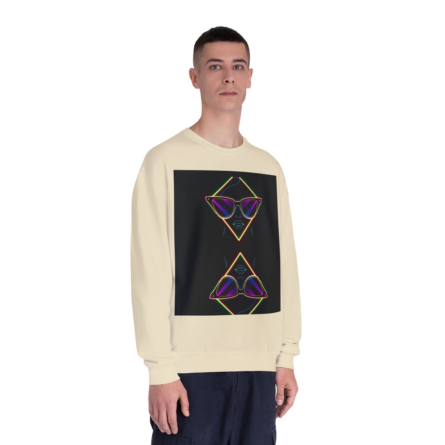 Retro Vibes Crewneck Sweatshirt with Sunglasses Design