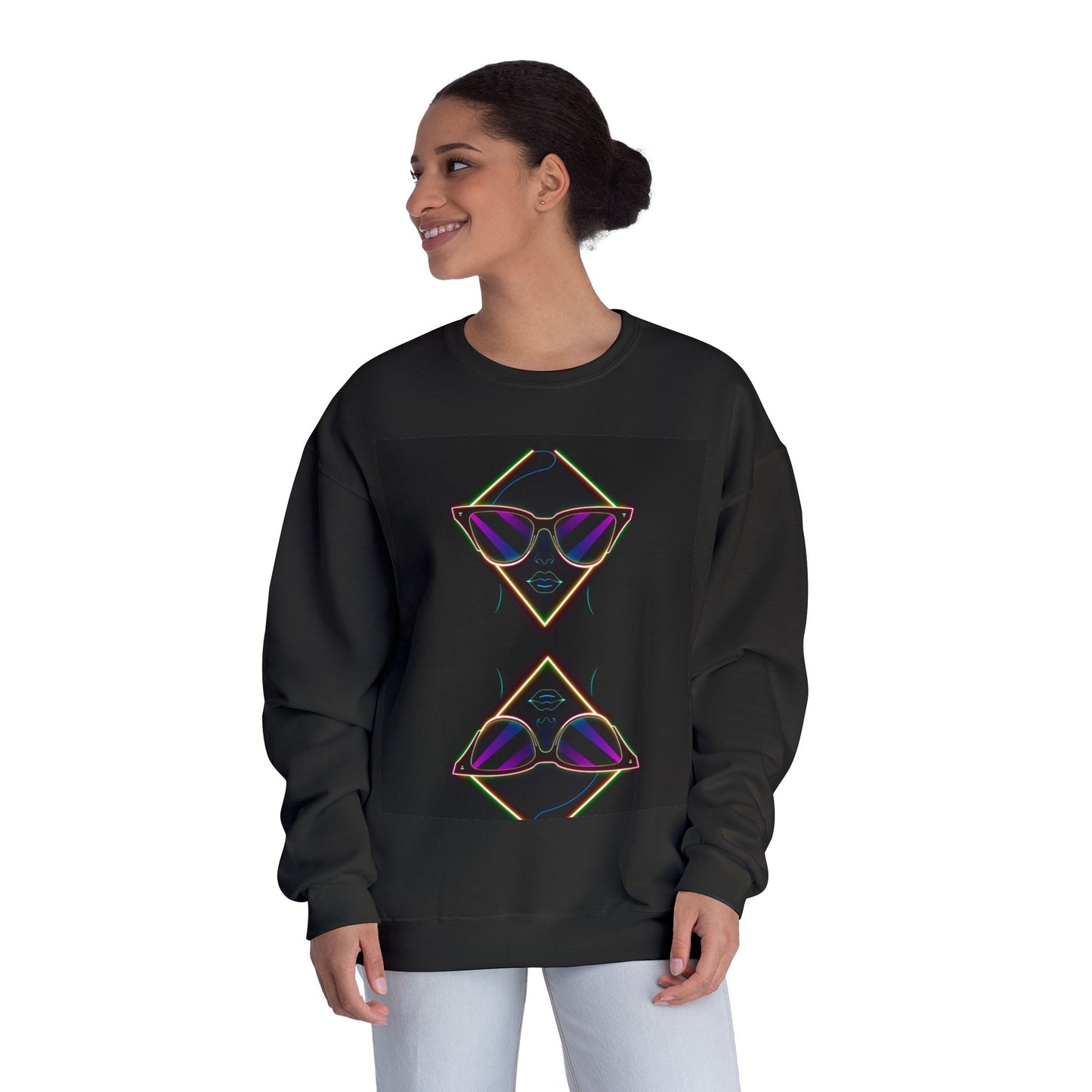 Retro Vibes Crewneck Sweatshirt with Sunglasses Design