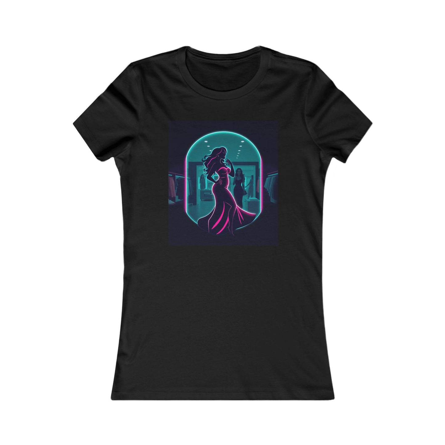 Retro Neon Femme Tee — Cyber City Silhouette & Diamond FBF Graphic