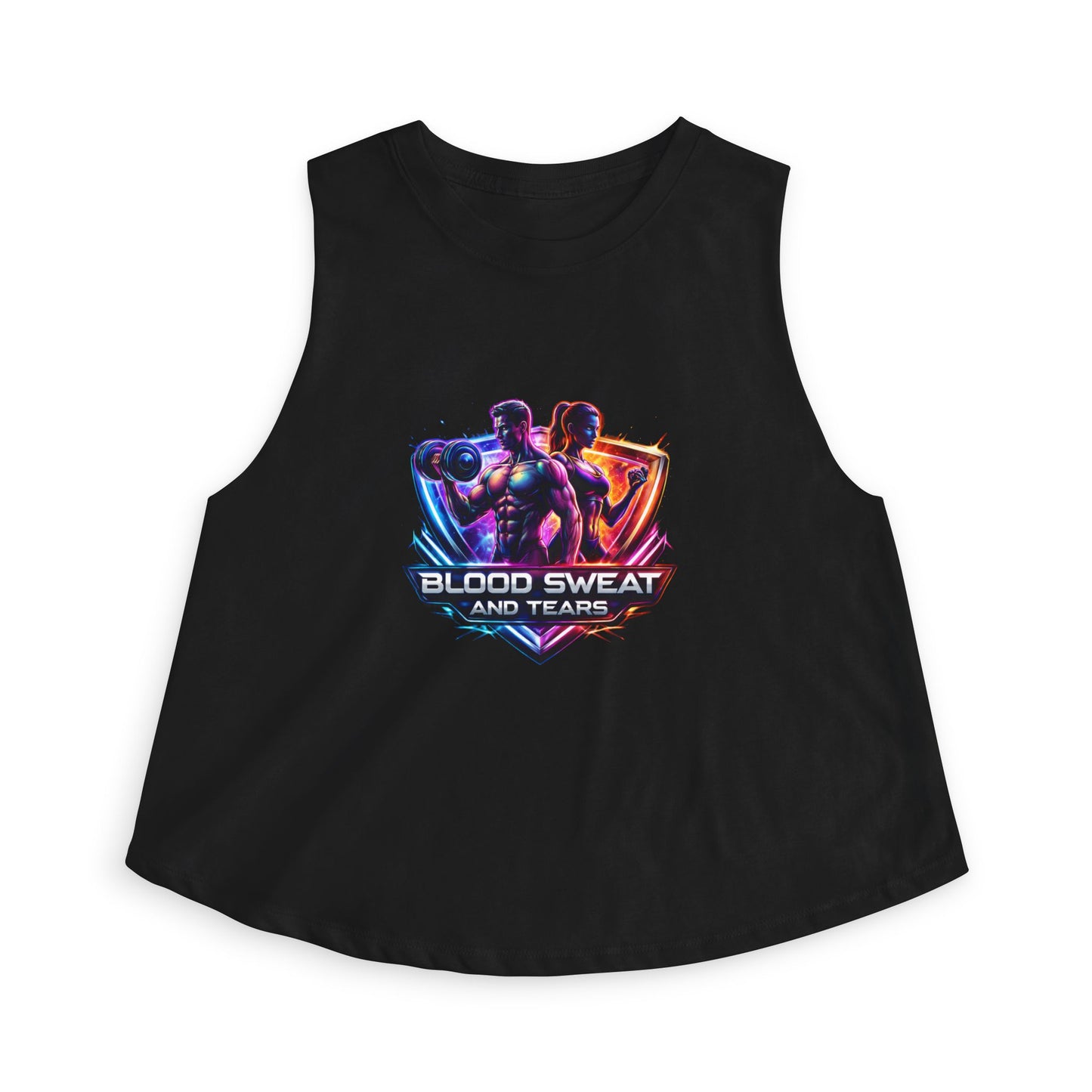 Crop Top — "Blood Sweat and Tears" Fitness Graphic Tank for Women