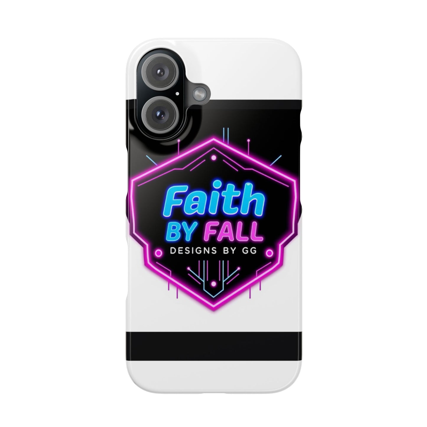 Faith by Fall Slim Phone Case - Neon Design for Tech Enthusiasts