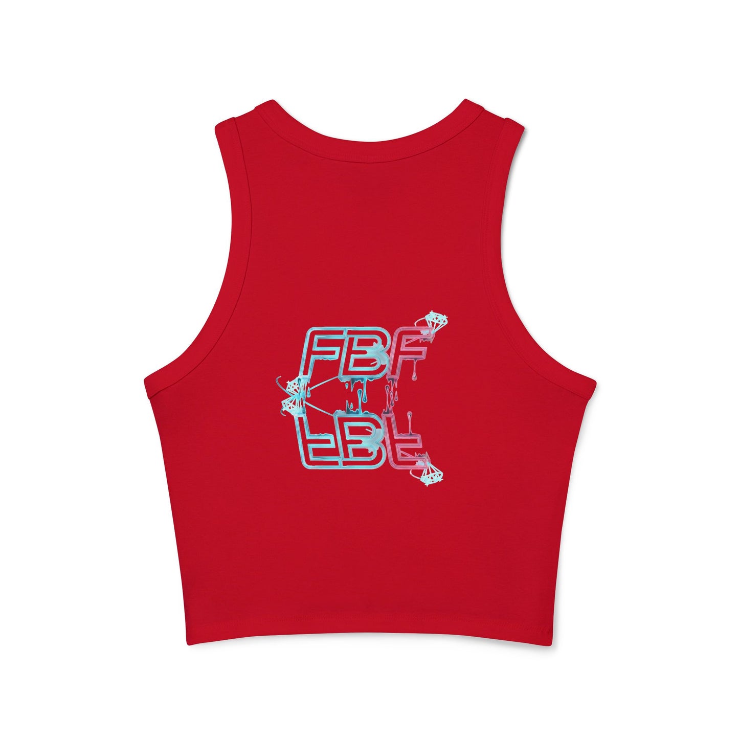 Racer Tank Top — Pastel Drip 'FBF' Bubble Graphic