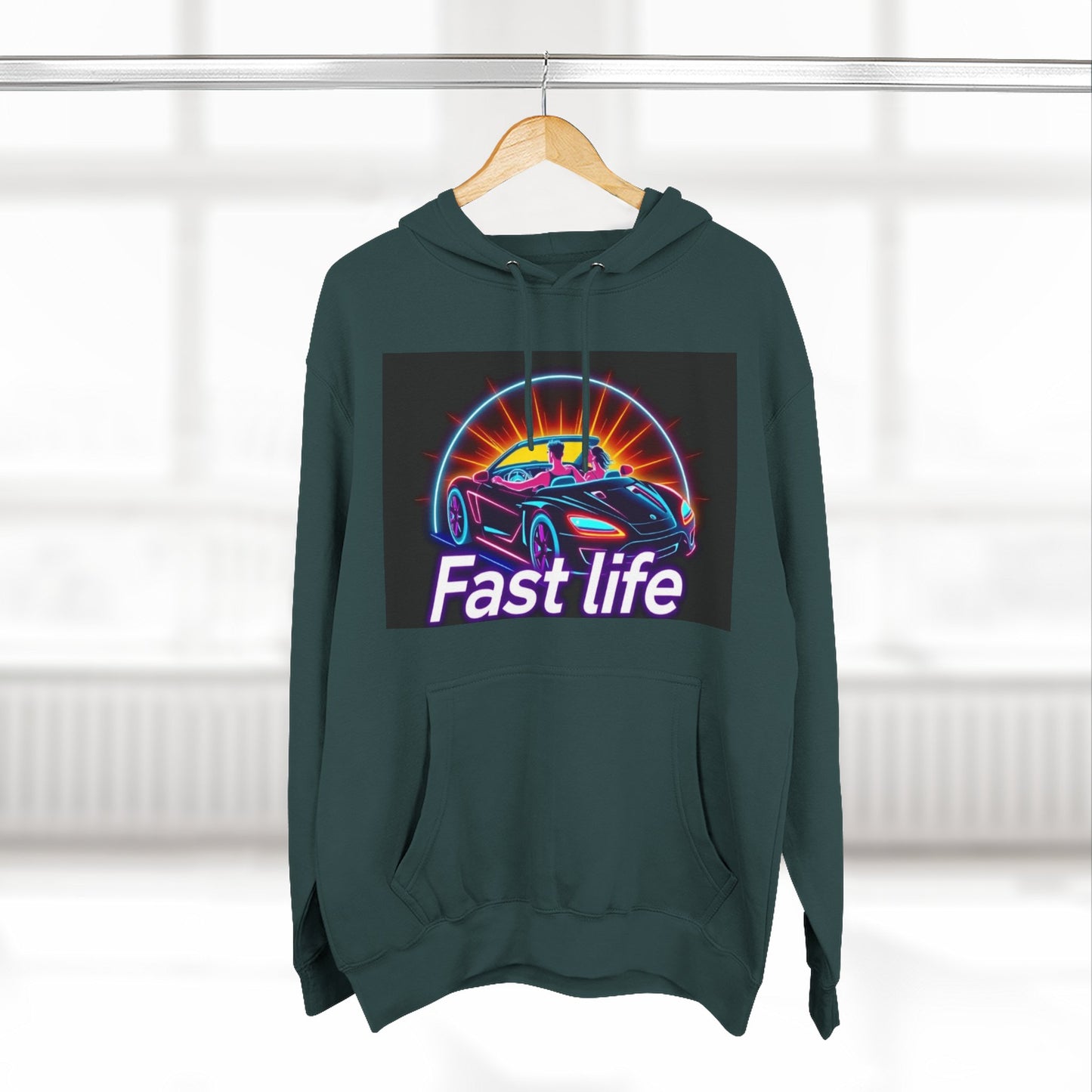 Fast Life Fleece Hoodie for Car Enthusiasts