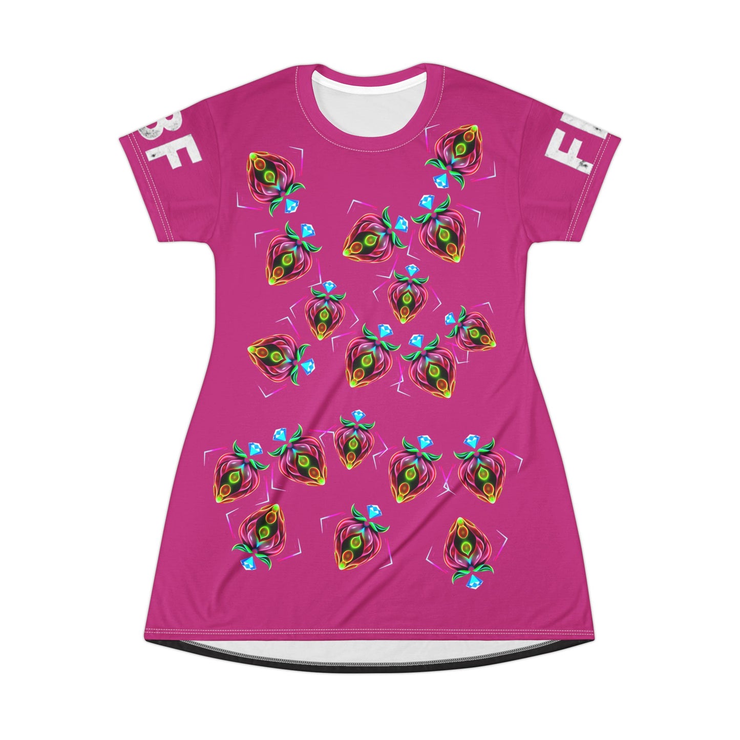 Vibrant Floral T-Shirt Dress, Casual Summer Outfit, Festival Wear, Gift for Her, Unique Art Dress, Everyday Fashion