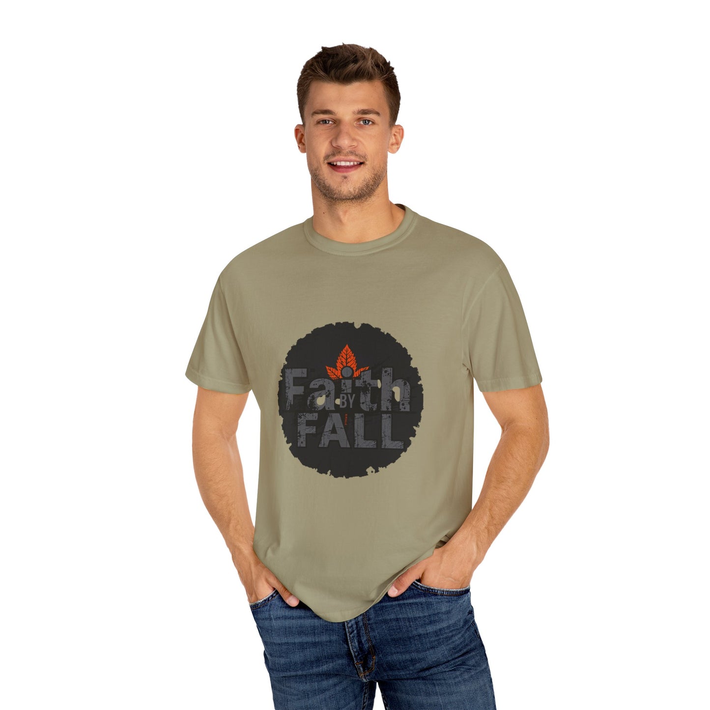 Faith by Fall Unisex Garment-Dyed T-Shirt, Cozy Casual Wear, Autumn Style Top, Inspirational Tee, Fall Fashion, Gift for Him/Her