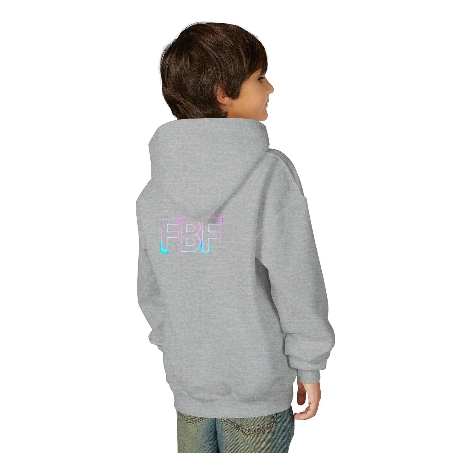 Youth Hoodie with Pastel Soundwave & FBF Back Print – Cute Music Graphic Pullover