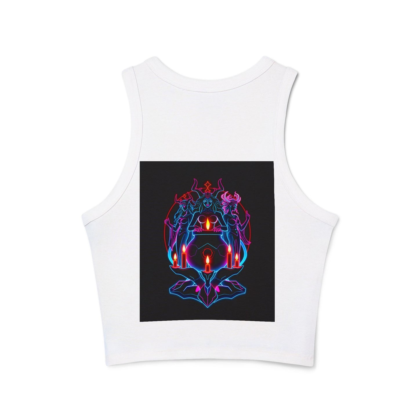 Witchy Neon Cauldron Tank Top - Occult Retro Graphic Racerback