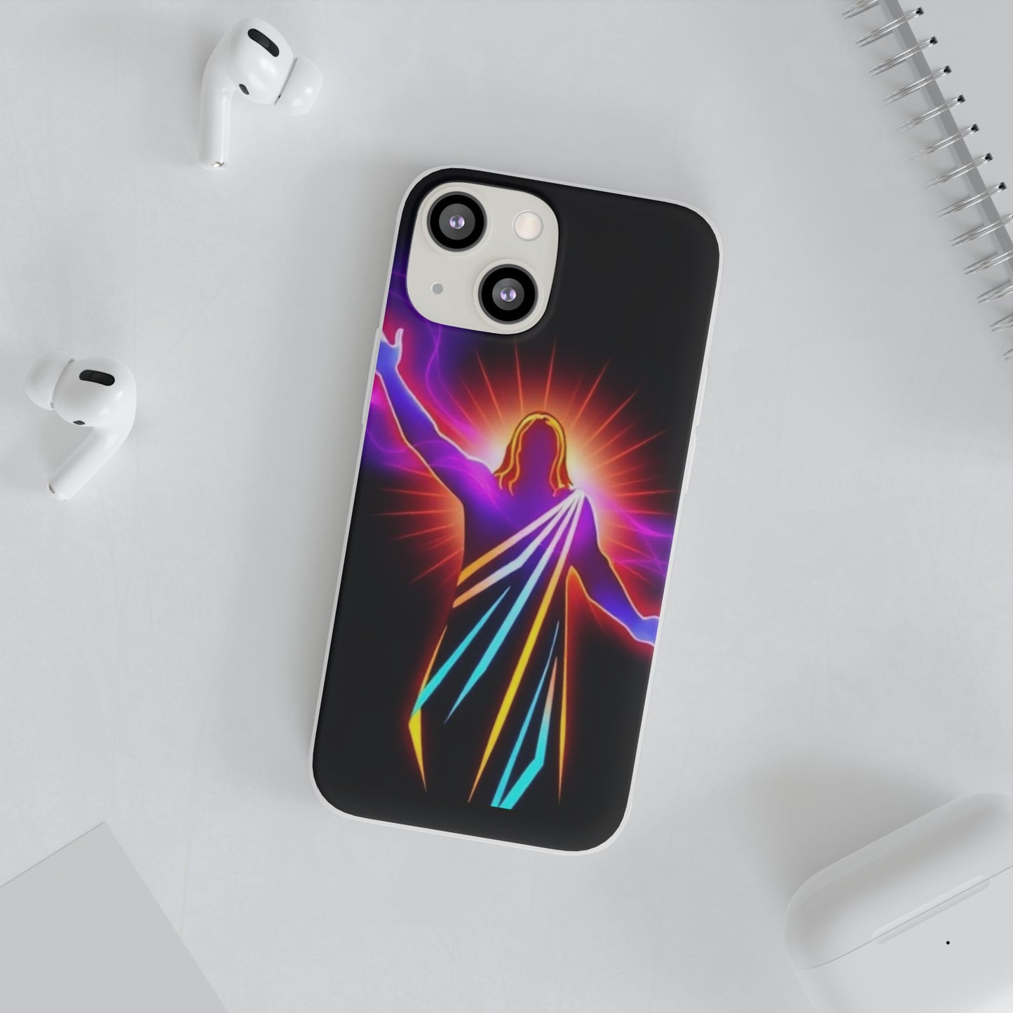 Inspirational Jesus Flexi Case - Colorful Phone Cover for Spiritual Connection