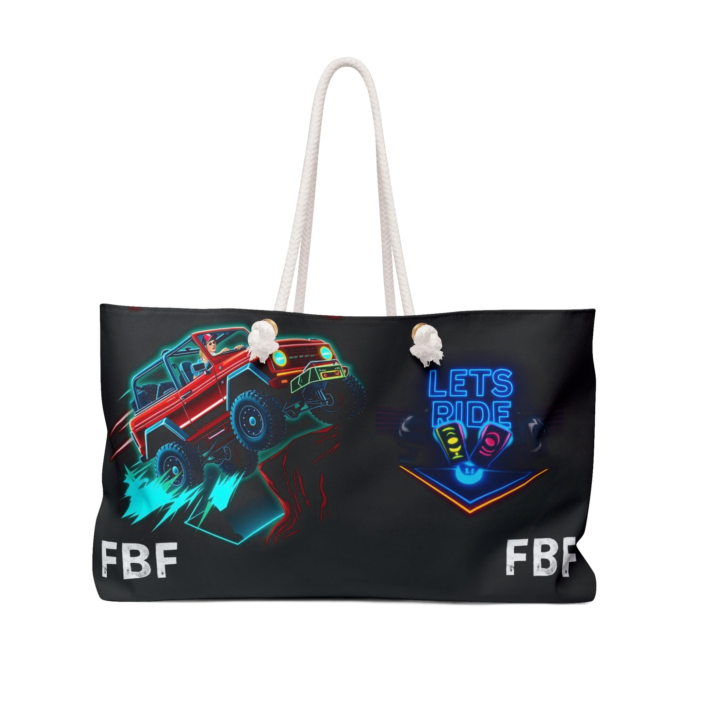 Off-Road Weekender Bag — "Let’s Ride" Neon Jeep Travel Tote