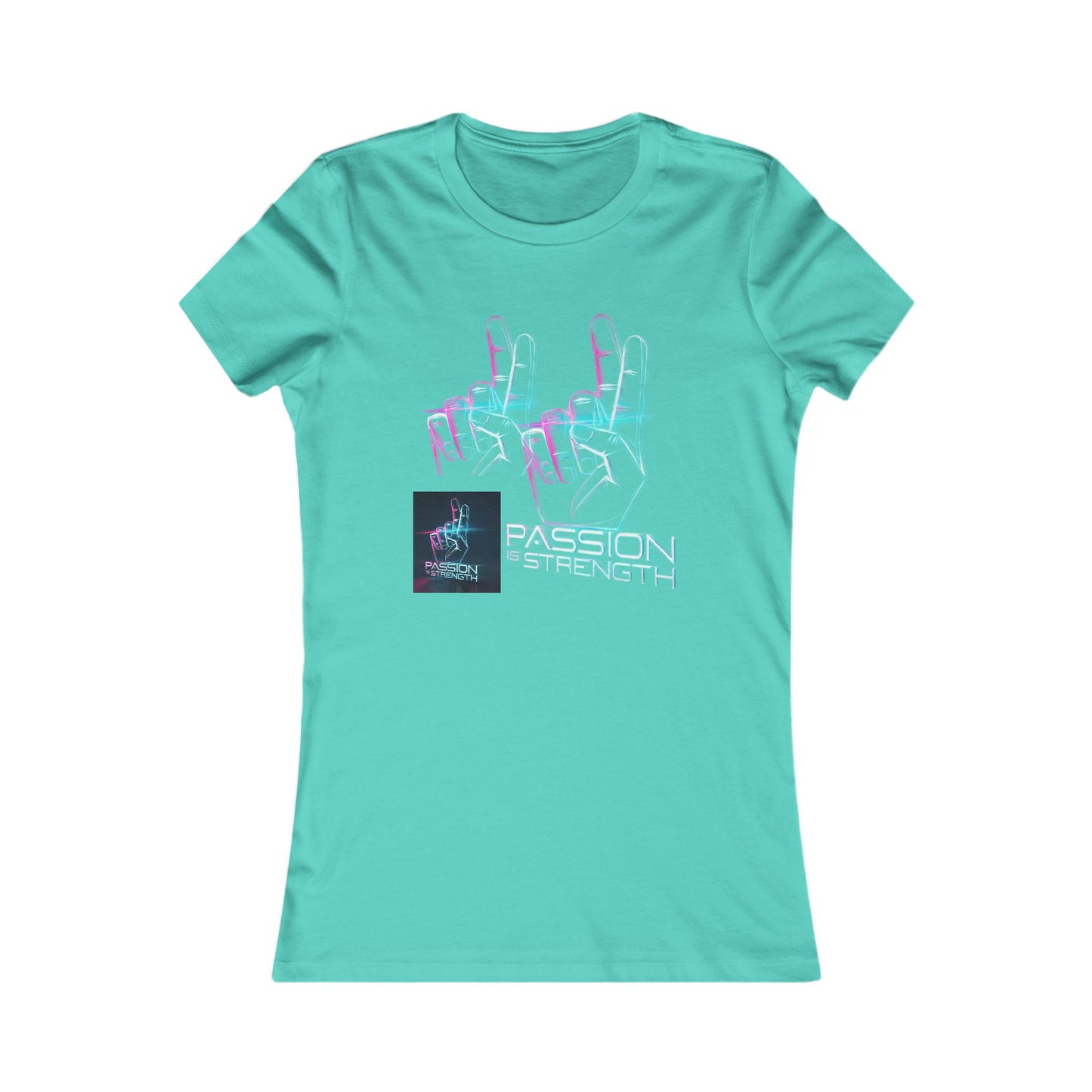 Passion Is Strength Women’s Tee — Retro Neon Hand Graphic