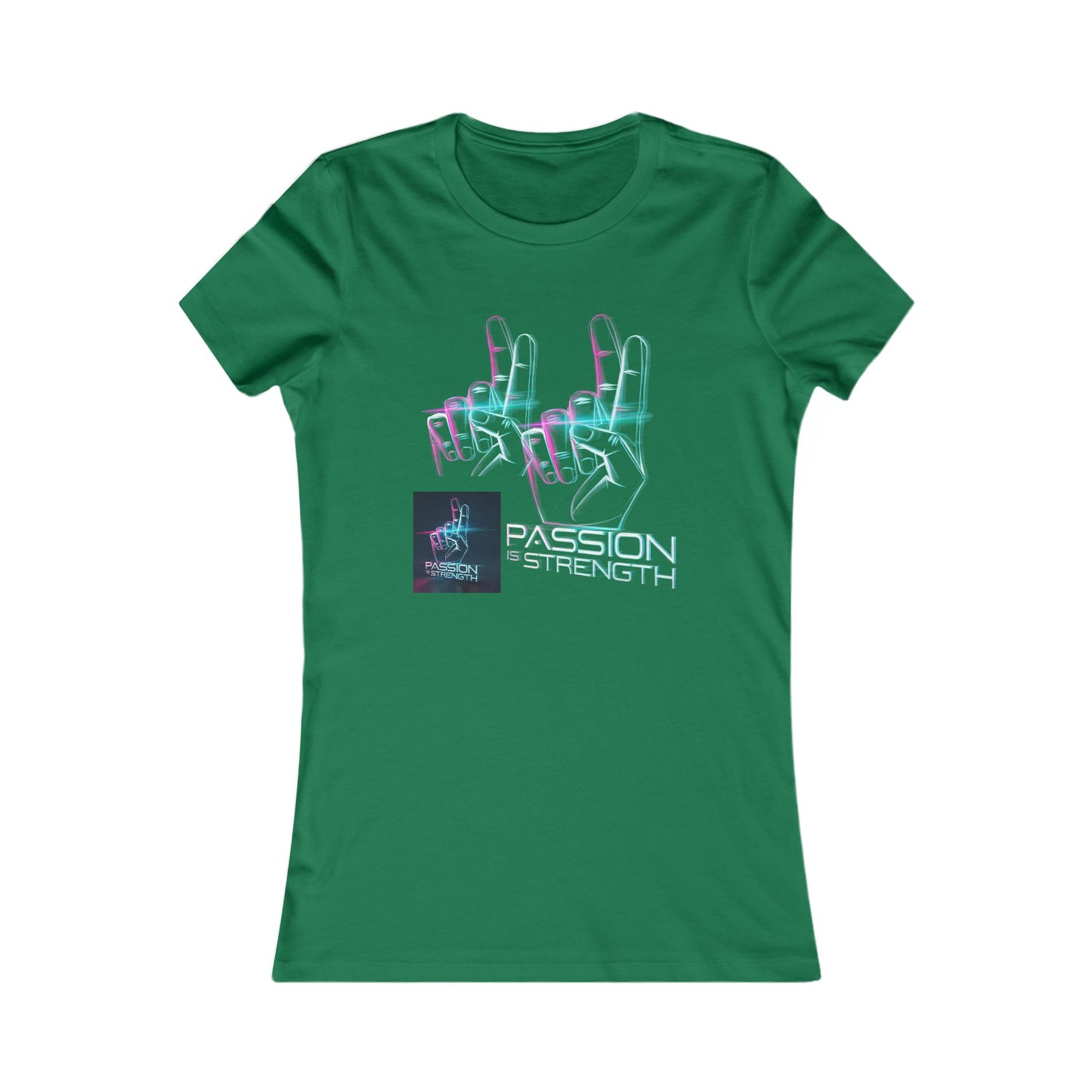 Passion Is Strength Women’s Tee — Retro Neon Hand Graphic