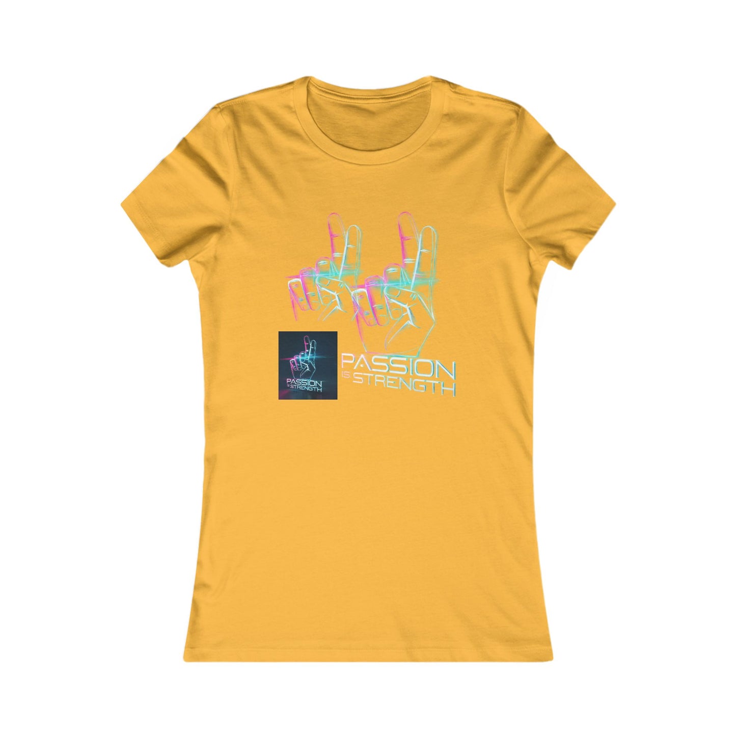 Passion Is Strength Women’s Tee — Retro Neon Hand Graphic