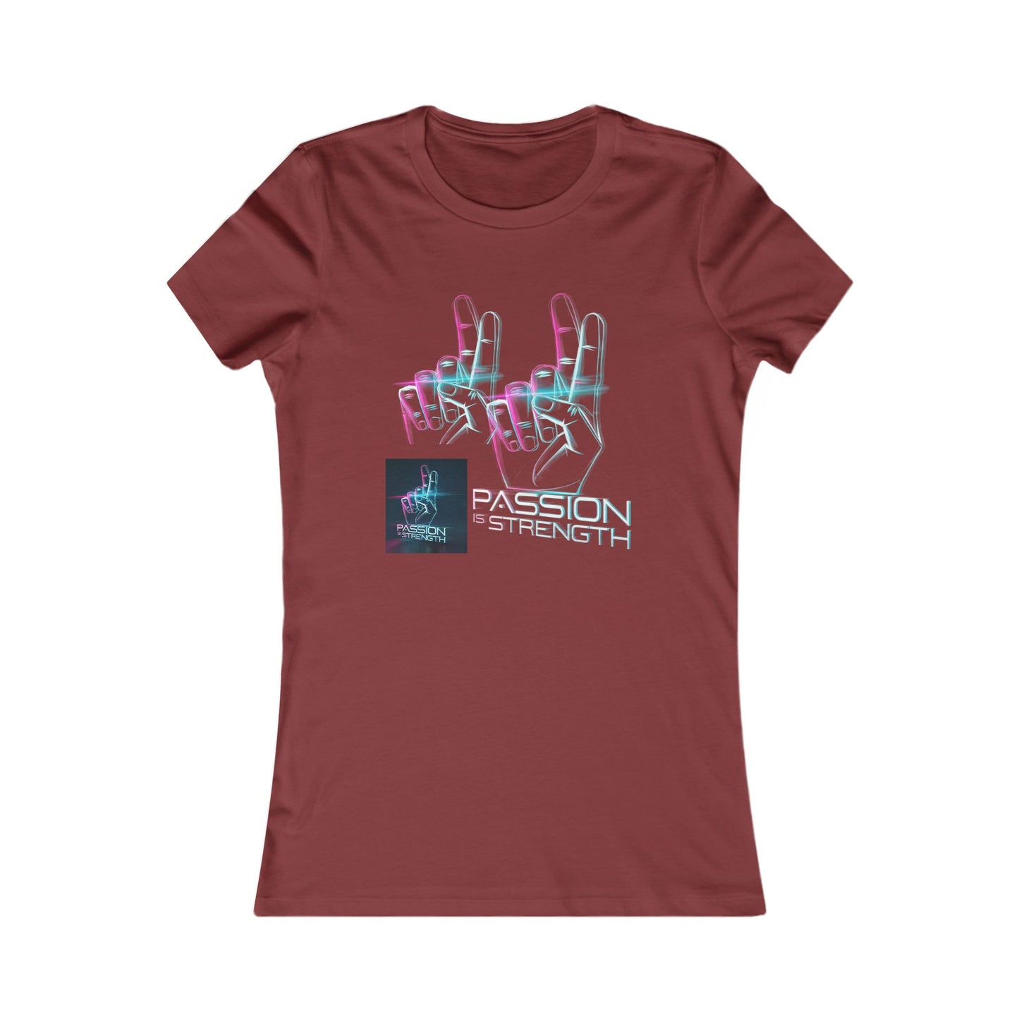 Passion Is Strength Women’s Tee — Retro Neon Hand Graphic