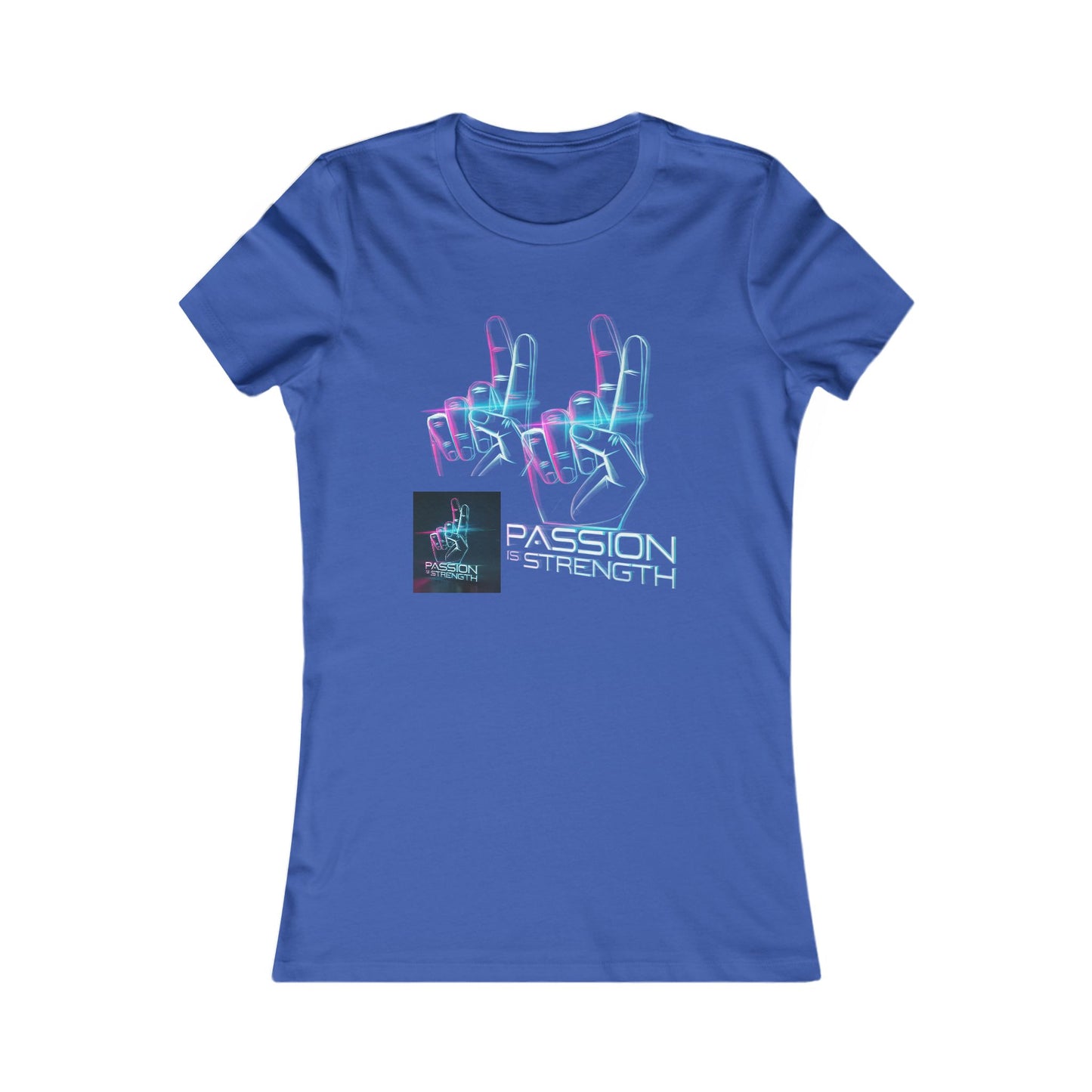Passion Is Strength Women’s Tee — Retro Neon Hand Graphic