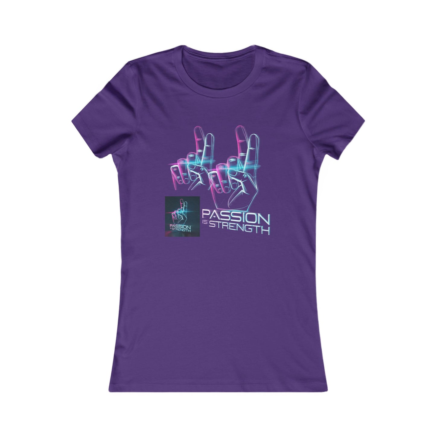 Passion Is Strength Women’s Tee — Retro Neon Hand Graphic