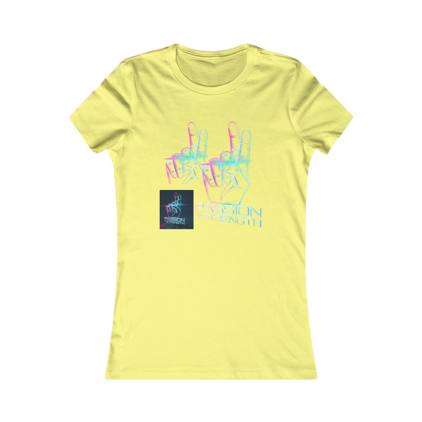 Passion Is Strength Women’s Tee — Retro Neon Hand Graphic