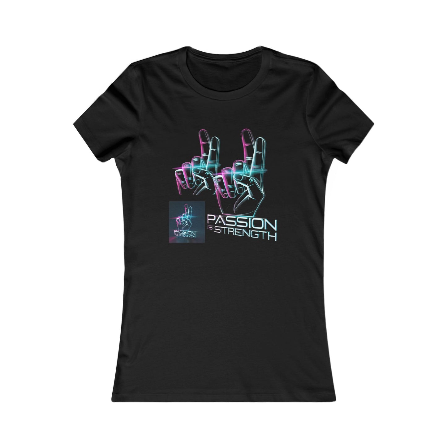 Passion Is Strength Women’s Tee — Retro Neon Hand Graphic