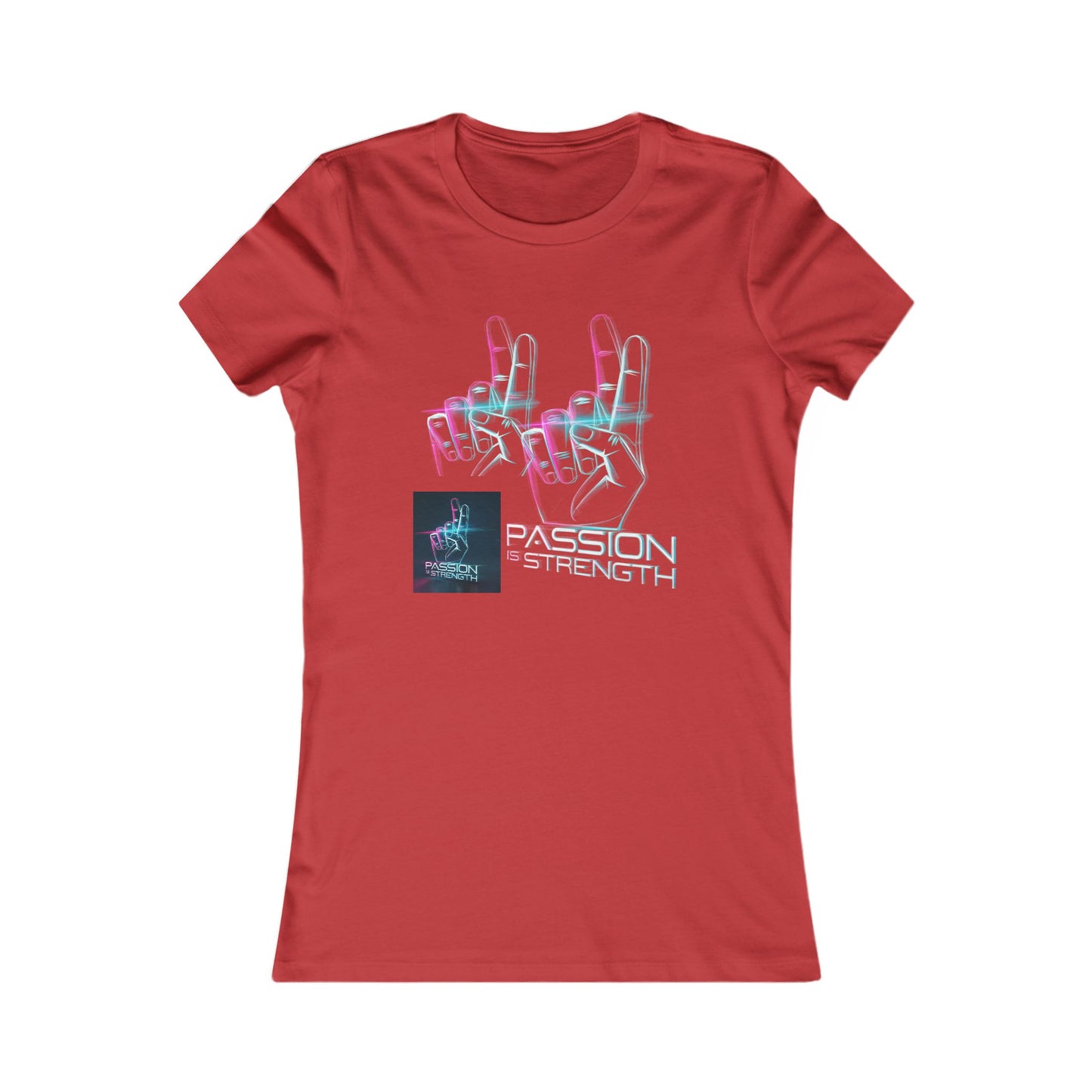 Passion Is Strength Women’s Tee — Retro Neon Hand Graphic