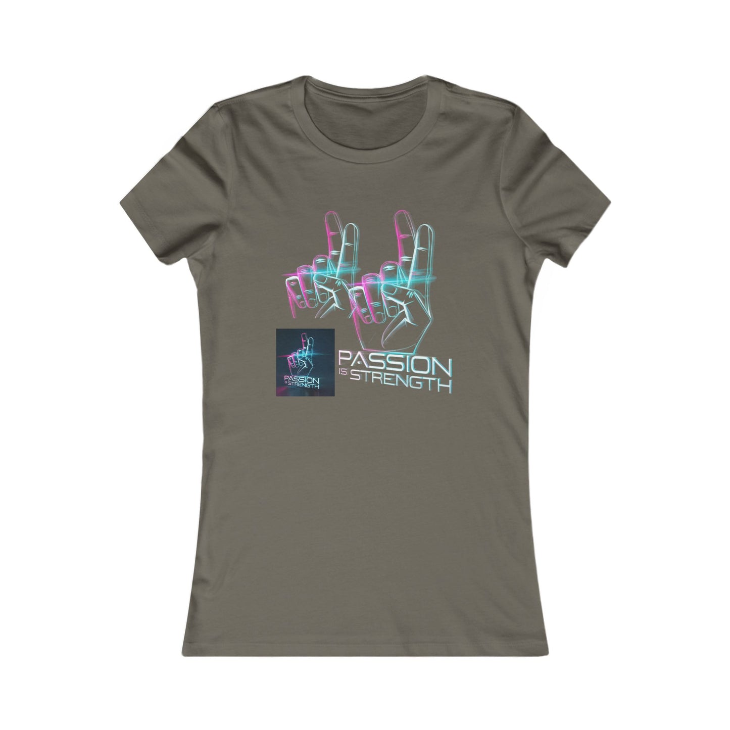 Passion Is Strength Women’s Tee — Retro Neon Hand Graphic