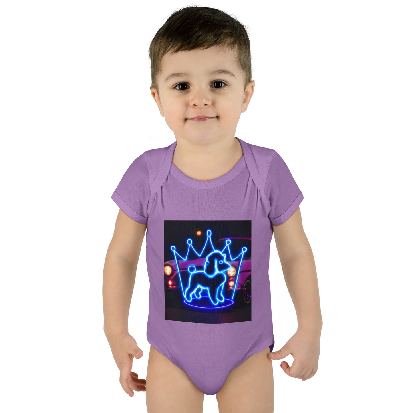 Neon Dog Crown Baby Bodysuit, Cute Infant Outfit, Baby Shower Gift, Newborn Clothes, Pet Lover Apparel, Birthday Gift for Baby