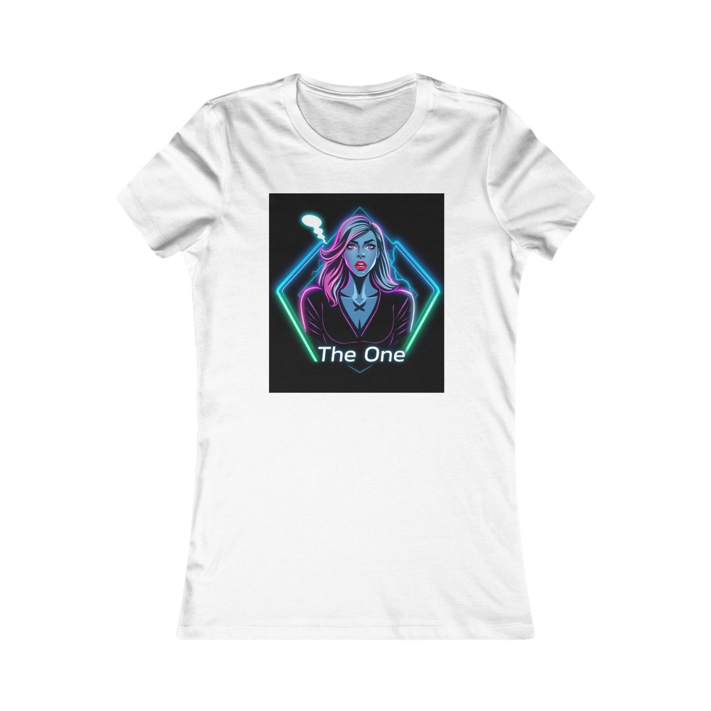 Women’s Graphic Tee — Neon ‘The One’ Portrait with Back Diamond FBF Logo