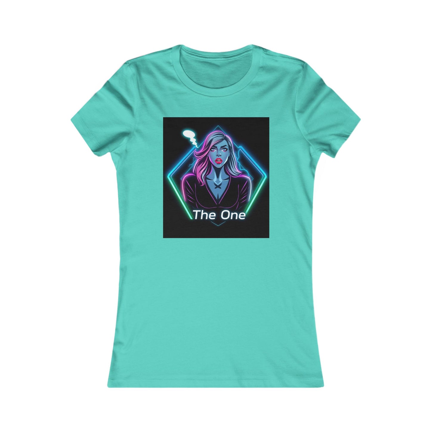 Women’s Graphic Tee — Neon ‘The One’ Portrait with Back Diamond FBF Logo