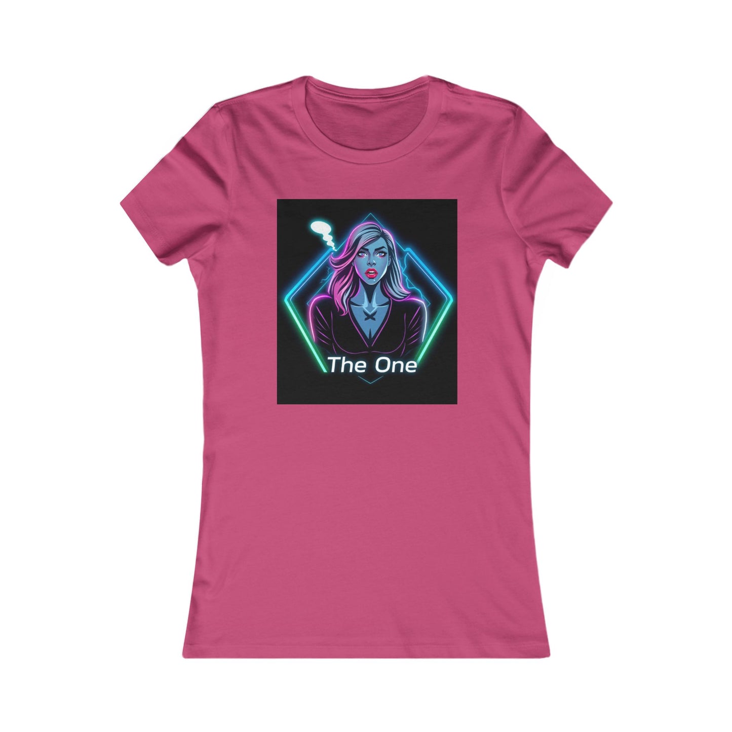 Women’s Graphic Tee — Neon ‘The One’ Portrait with Back Diamond FBF Logo