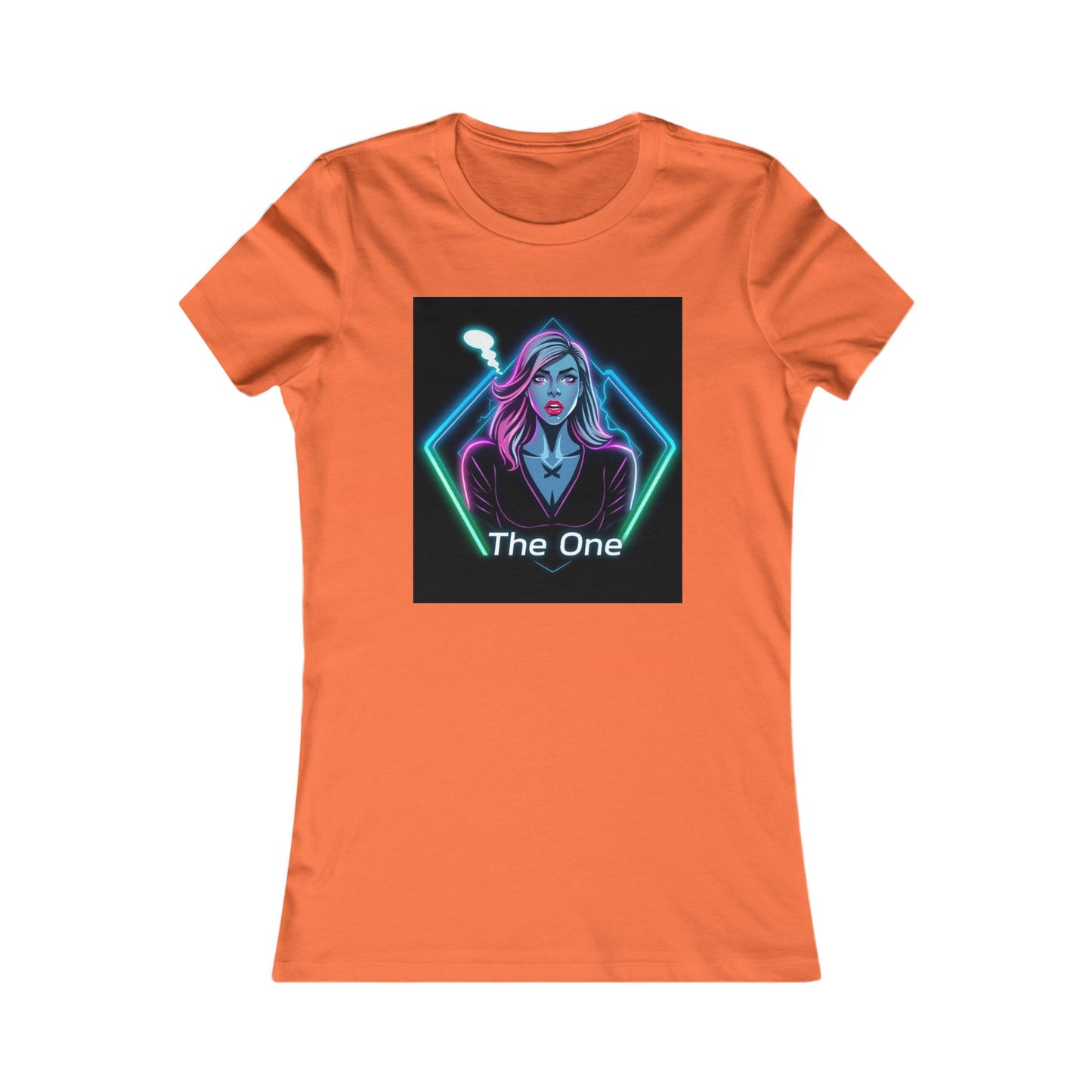 Women’s Graphic Tee — Neon ‘The One’ Portrait with Back Diamond FBF Logo