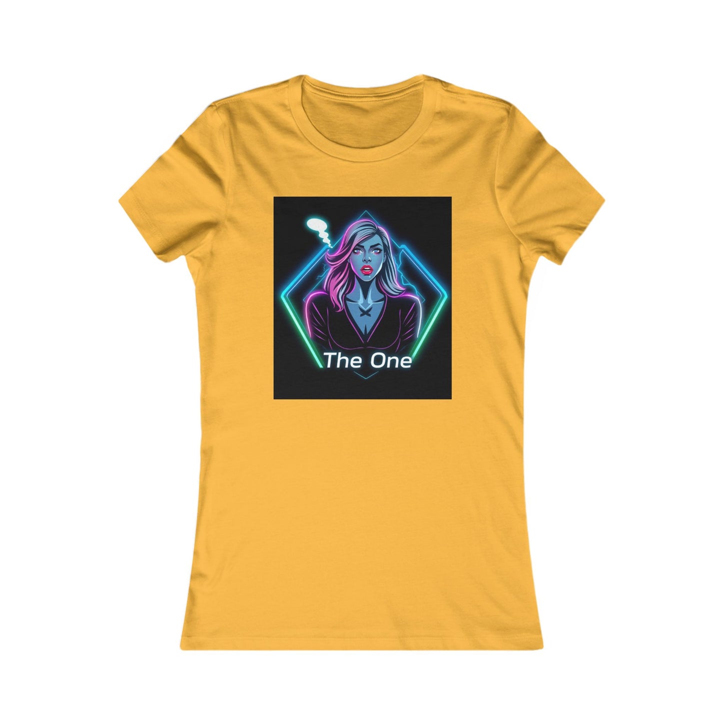Women’s Graphic Tee — Neon ‘The One’ Portrait with Back Diamond FBF Logo
