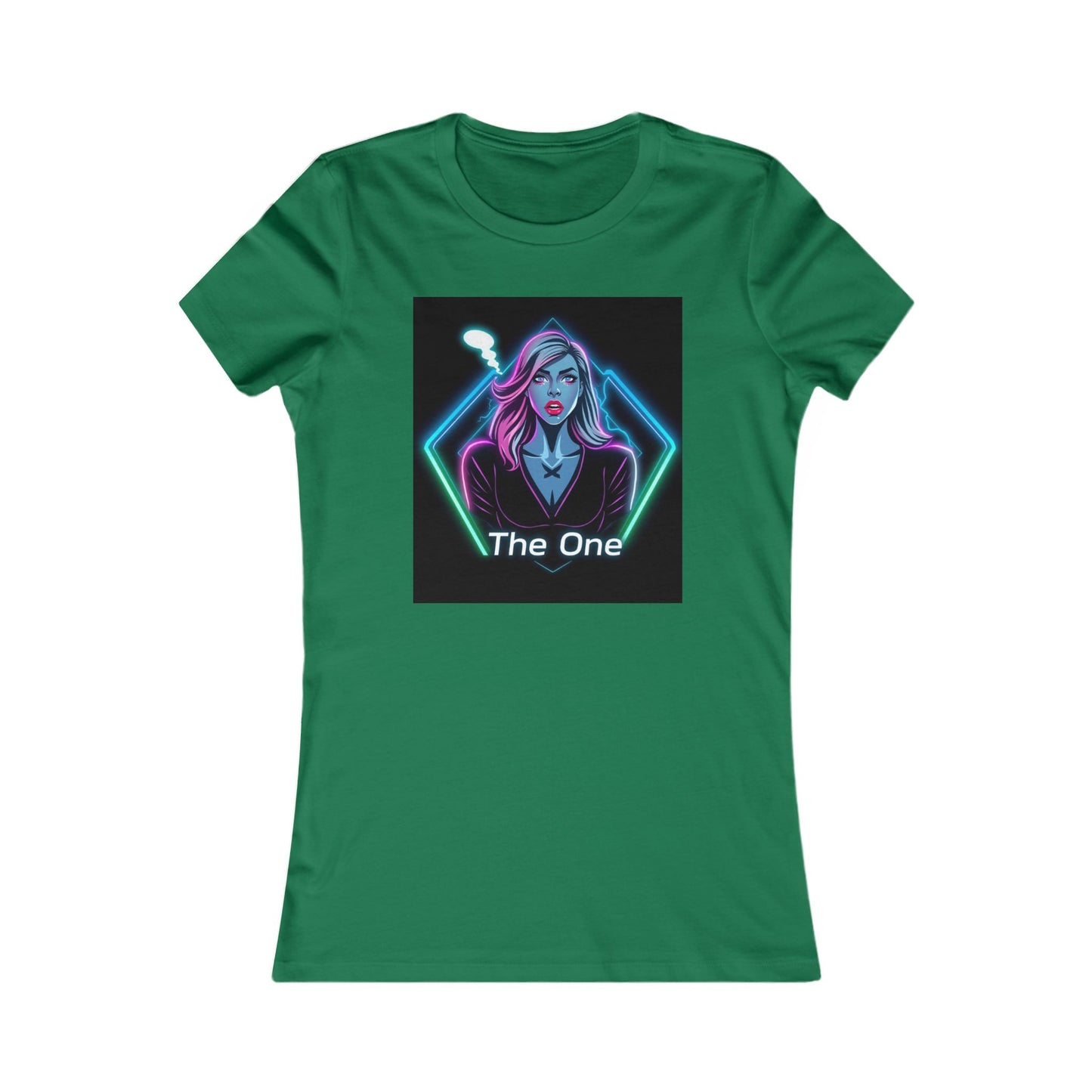Women’s Graphic Tee — Neon ‘The One’ Portrait with Back Diamond FBF Logo