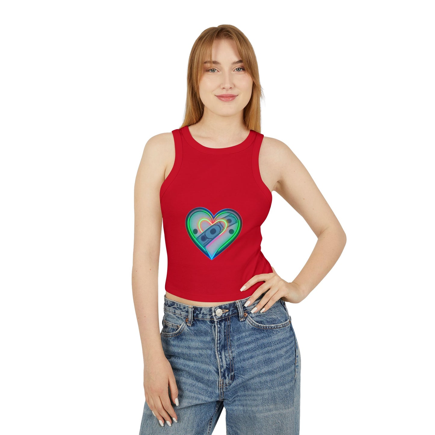 Colorful Heart & Motivational Racer Tank Top, Summer Top, Workout Gear, Fitness Apparel, Inspirational Gift, Casual Fashion