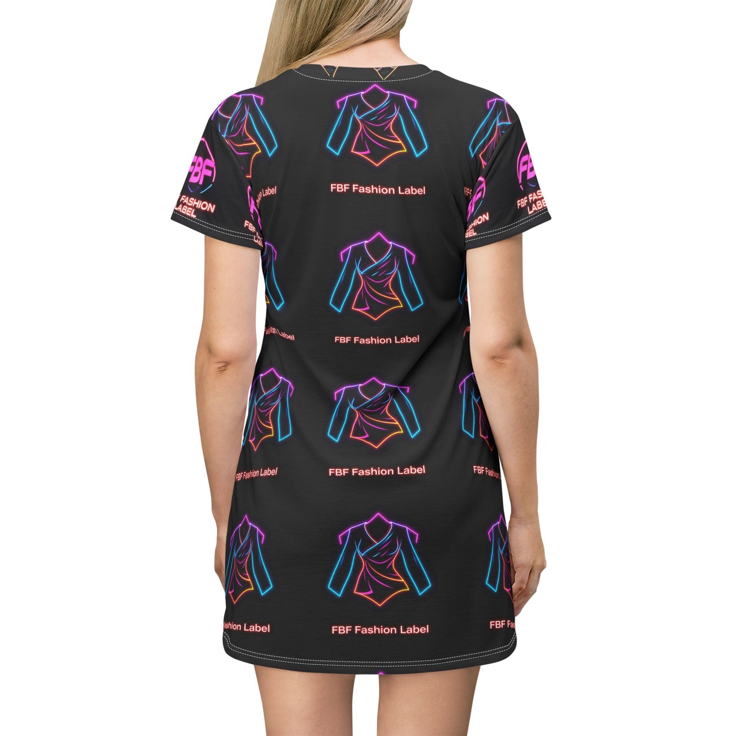 Neon Graphic T-Shirt Dress, Edgy Casual Wear, Summer Day Dress, Unique Fashion Statement, Gift for Trendsetters