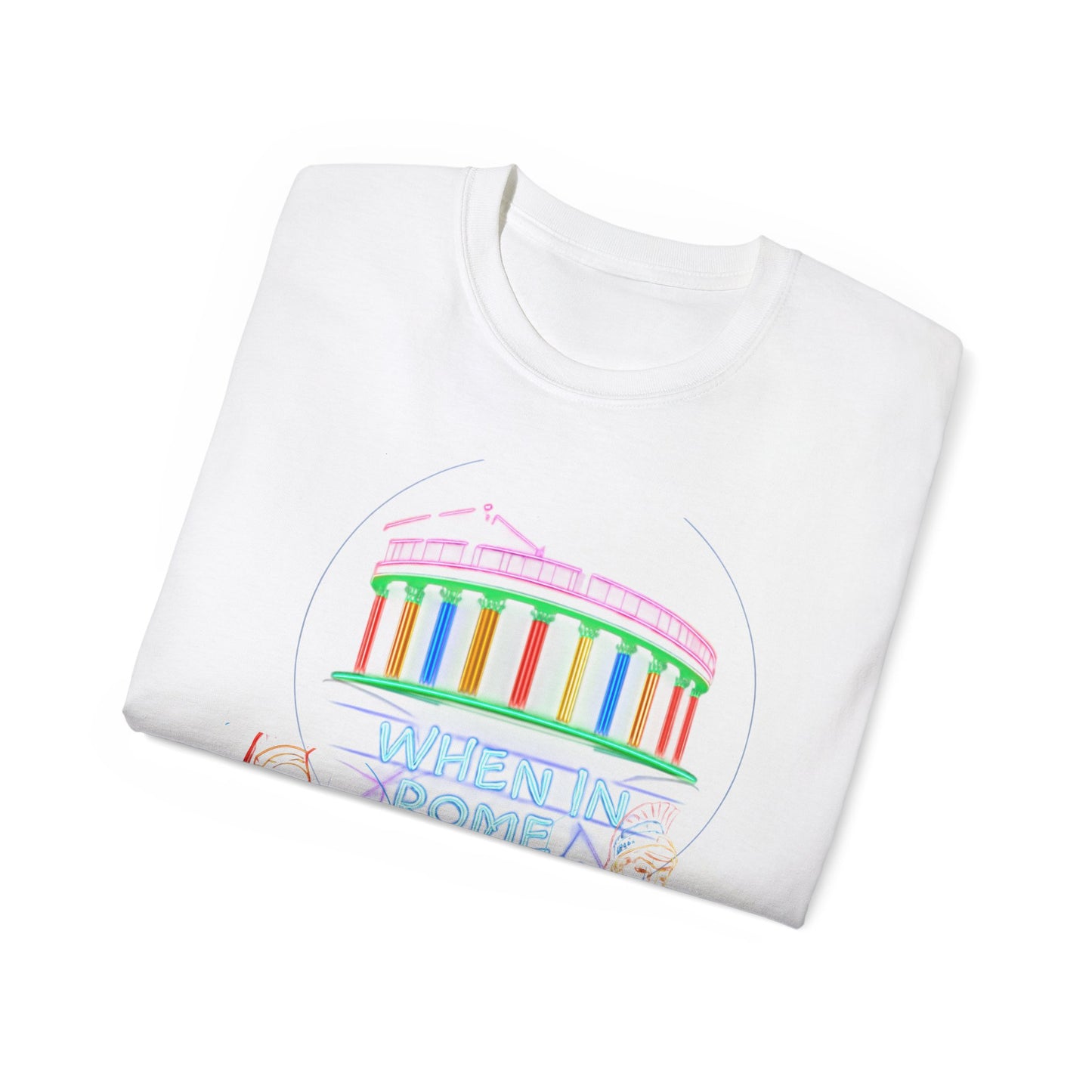 When in Rome Neon Graphic Tee - Roman Gladiator & Colosseum Vintage Style