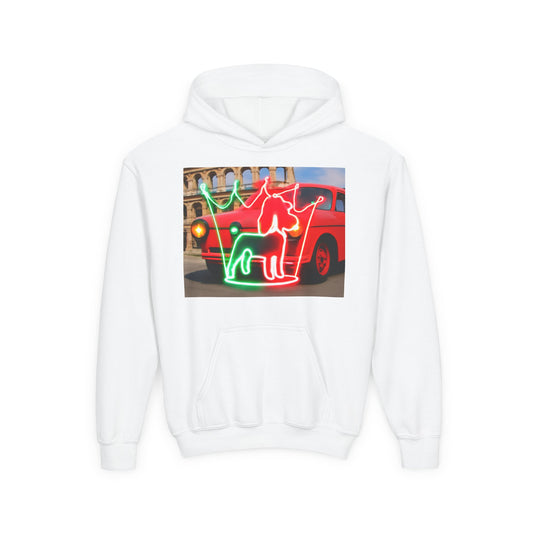 Youth Hooded Sweatshirt with Neon Pet Design, Cozy Pullover, Perfect for Dog Lovers, Birthday Gift, Fun Casual Wear, Gift for Kids, [...]