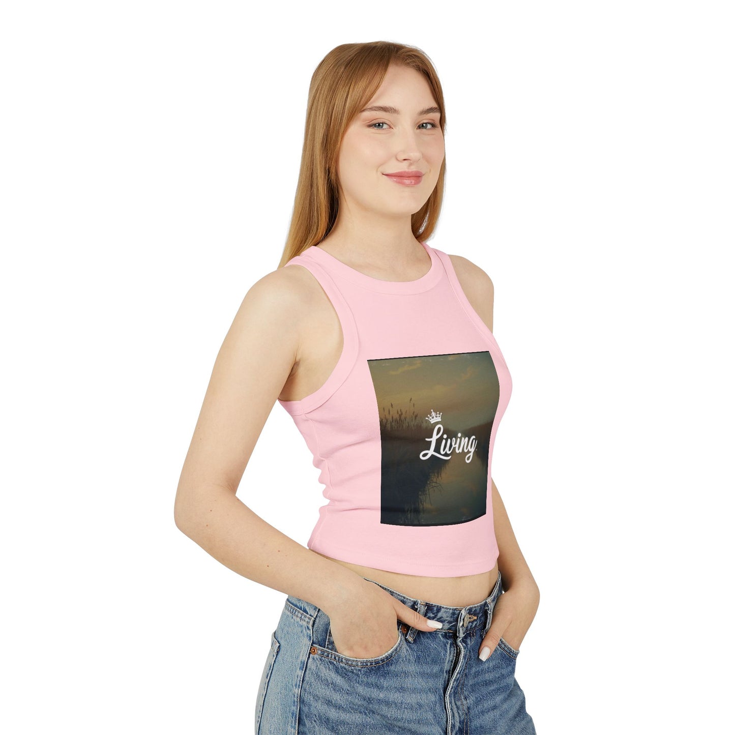 Women's Stylish Micro Rib Racer Tank Top - Summer Vibes, Living Life, Perfect for Festivals & Beach Days, Casual Wear, Gift Idea