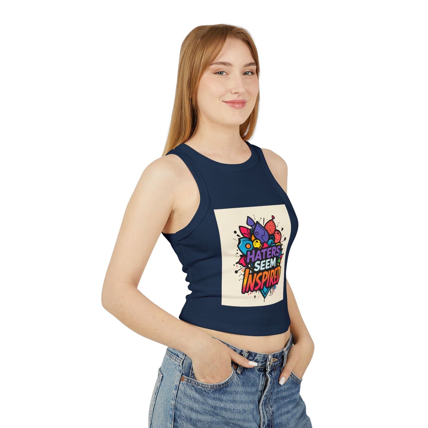 Inspirational Women's Micro Rib Racer Tank Top, Trendy Crop Top, Summer Style, Motivational Apparel, Gift for Her, Workout Gear