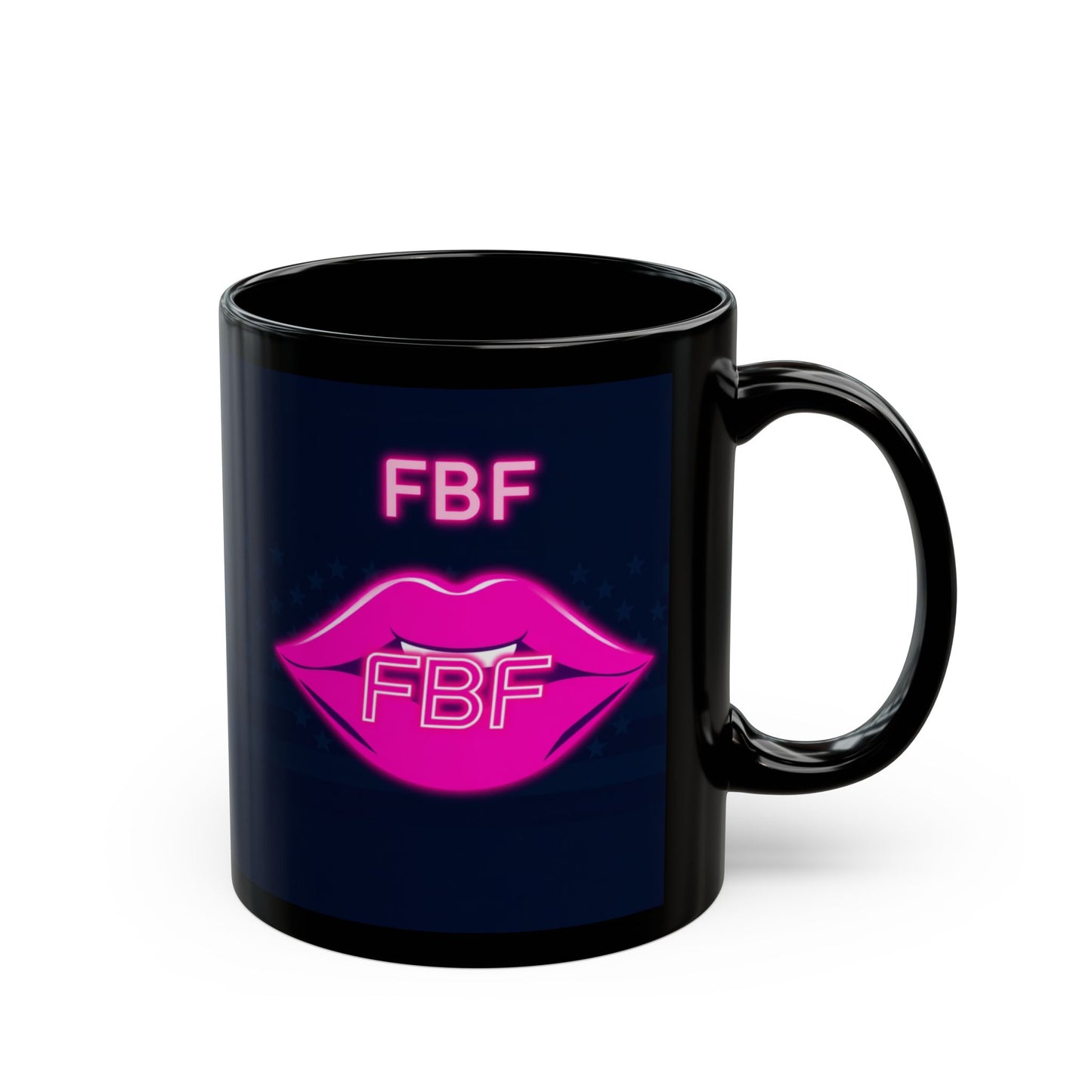 Neon Kiss Coffee Mug, FBF Lips Gift, Fun Black Mug, Sassy Mug for Friends, Custom Coffee Cup, Unique Birthday Gift
