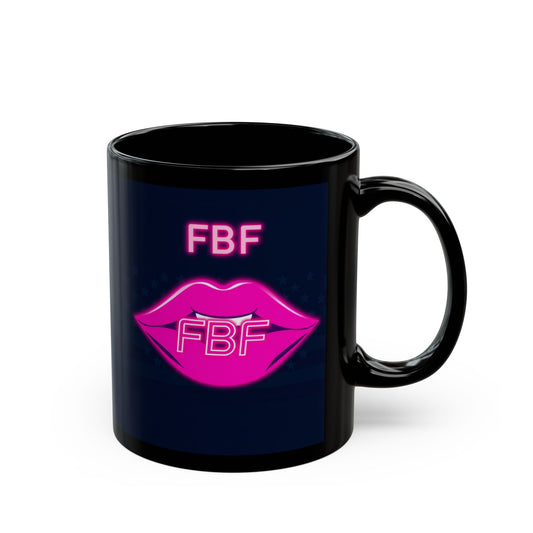 Neon Kiss Coffee Mug, FBF Lips Gift, Fun Black Mug, Sassy Mug for Friends, Custom Coffee Cup, Unique Birthday Gift